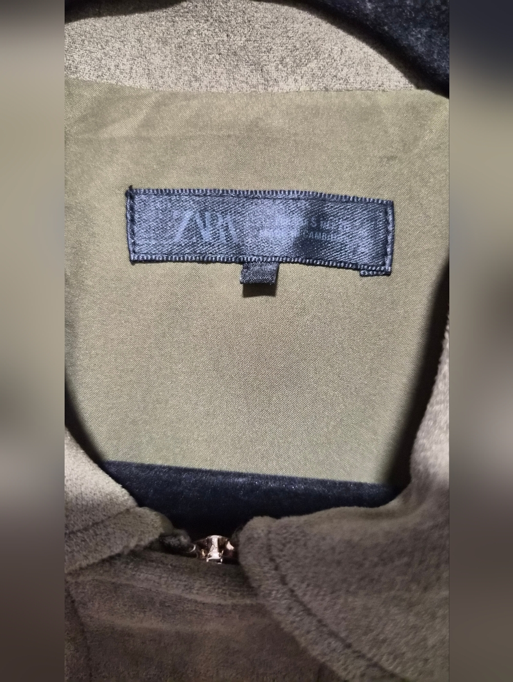 Zara Viral Faux Suede Olive Green Bomber Jacket Size Small - Picture 6 of 11